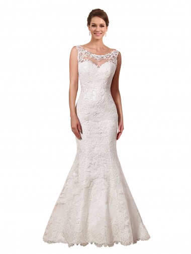 Lace Mermaid Chapel Train Long Sleeveless Sexy Wedding Dress Glasgow