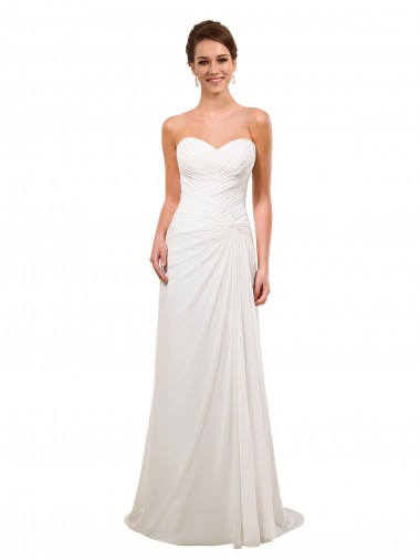 Soft Chiffon Sheath Chapel Train Sleeveless Wedding Gowns Glasgow