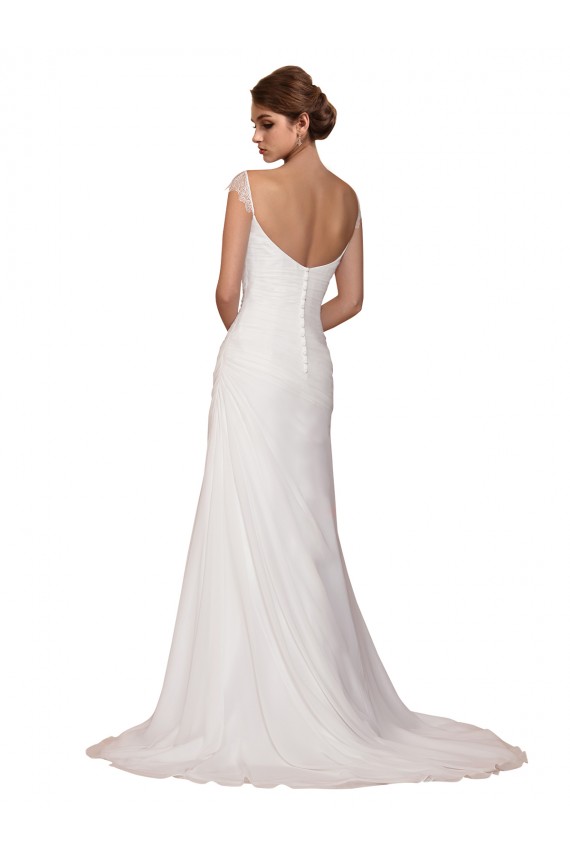 Chiffon Sheath Chapel Train Sleeveless Wedding Dress Glasgow