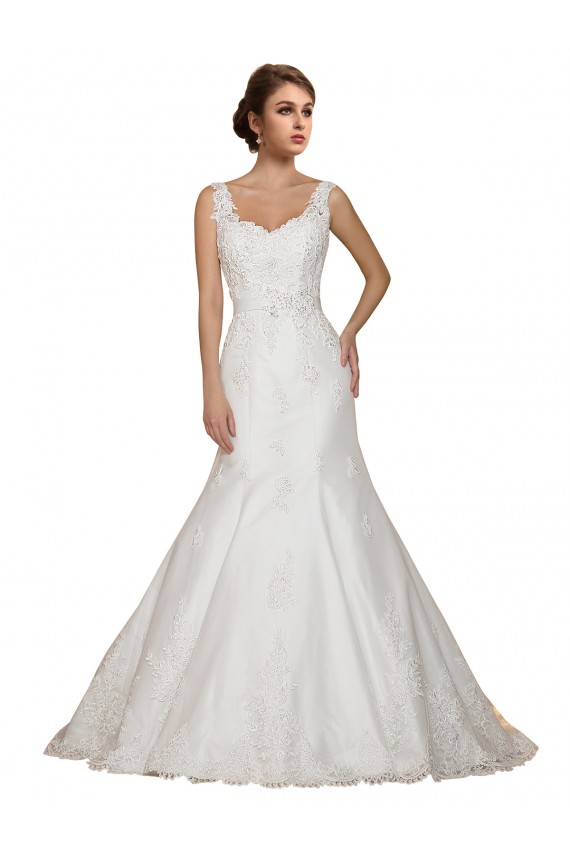 Lace Mermaid Chapel Train Cap Sleeves Ivory Wedding Dress Glasgow