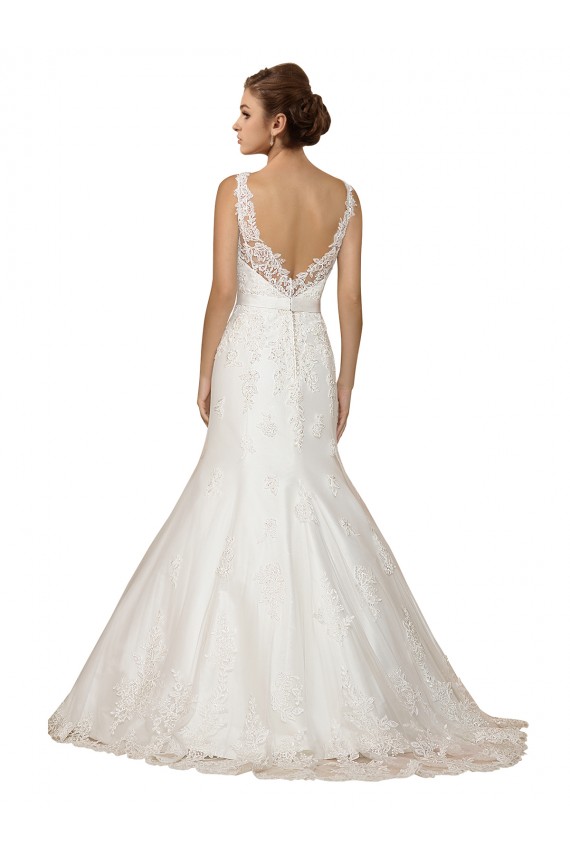 Lace Mermaid Chapel Train Cap Sleeves Ivory Wedding Dress Glasgow