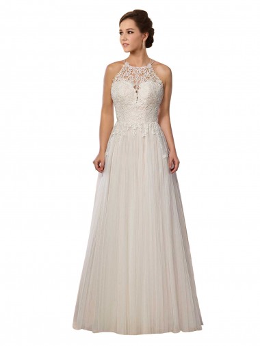 Tulle A-Line Sweep Train Sleeveless Wedding Dress Glasgow