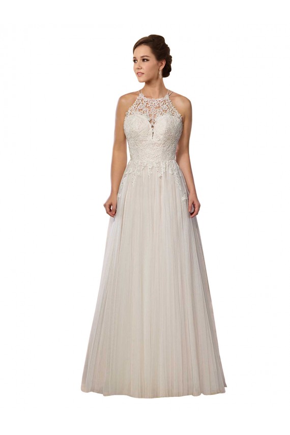 Tulle A-Line Sweep Train Sleeveless Wedding Dress Glasgow