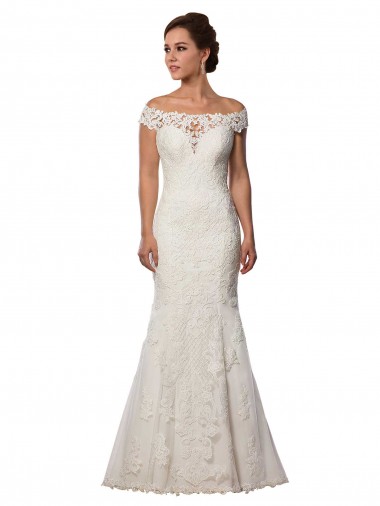 Lace Mermaid Chapel Train Cap Sleeves Ivory Boho Wedding Dress Glasgow