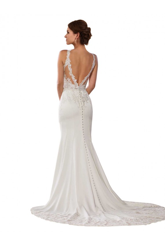 Lace Sheath Chapel Train Sleeveless V-Back Modern Wedding Dress Glasgow