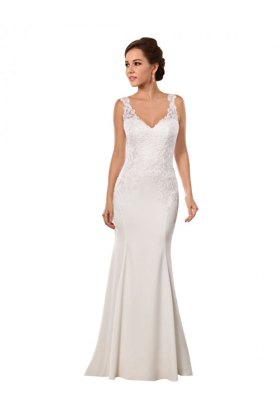 Lace & Stretch Crepe Mermaid Chapel Train Sleeveless Sexy Wedding Dress Glasgow