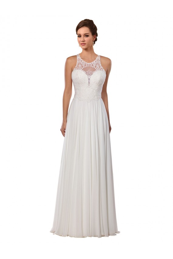 Soft Chiffon Sheath Chapel Train Sleeveless Wedding Dress Glasgow