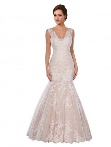 Lace Mermaid Chapel Train Sleeveless Modern Wedding Dress Glasgow