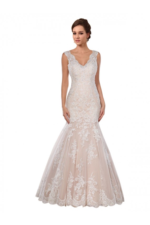 Lace Mermaid Chapel Train Sleeveless Modern Wedding Dress Glasgow