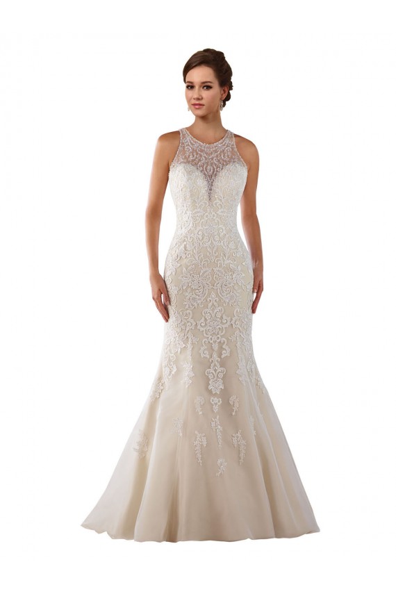 Lace Mermaid Chapel Train Sleeveless Bridal Gown Glasgow