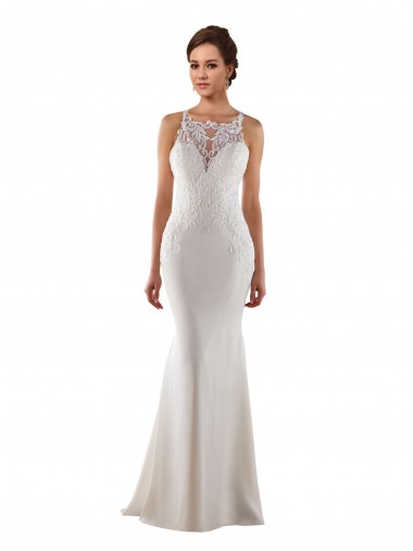 Lace & Stretch Crepe Mermaid Sweep Train Sleeveless Modern Wedding Dress Glasgow