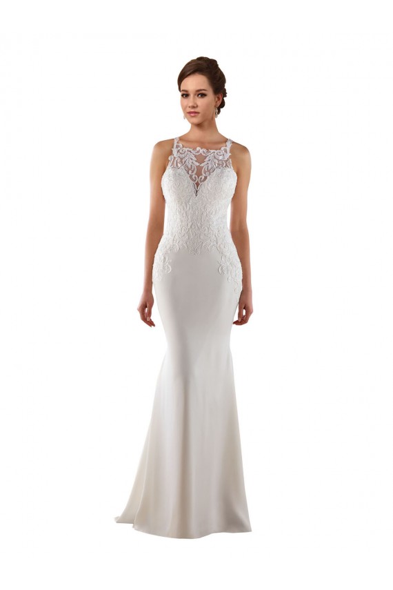 Lace & Stretch Crepe Mermaid Sweep Train Sleeveless Modern Wedding Dress Glasgow