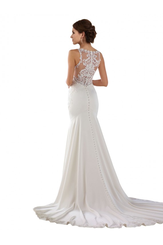 Lace & Stretch Crepe Mermaid Sweep Train Sleeveless Modern Wedding Dress Glasgow