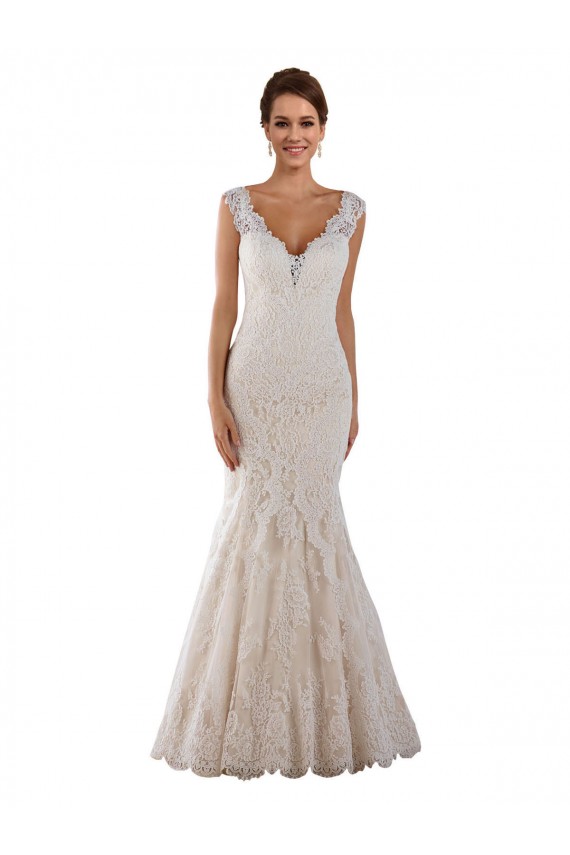 Lace Mermaid Chapel Train Sleeveless White Wedding Dress Glasgow