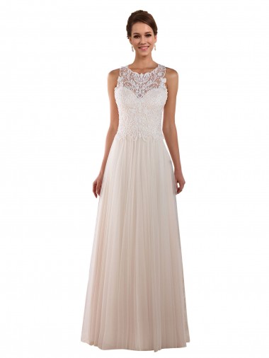 Tulle & Lace A-Line Chapel Train Sleeveless Boho Wedding Dress Glasgow