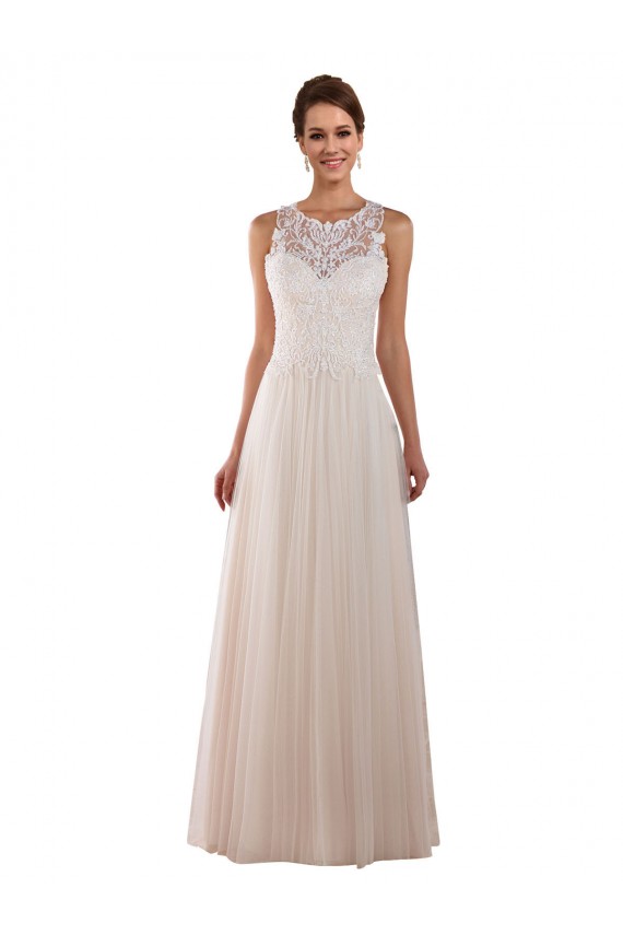 Tulle & Lace A-Line Chapel Train Sleeveless Boho Wedding Dress Glasgow