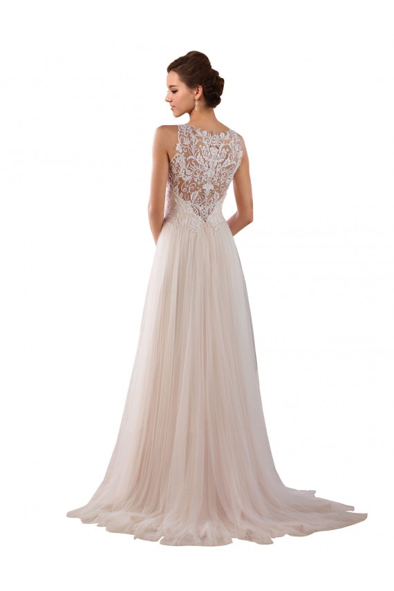 Tulle & Lace A-Line Chapel Train Sleeveless Boho Wedding Dress Glasgow