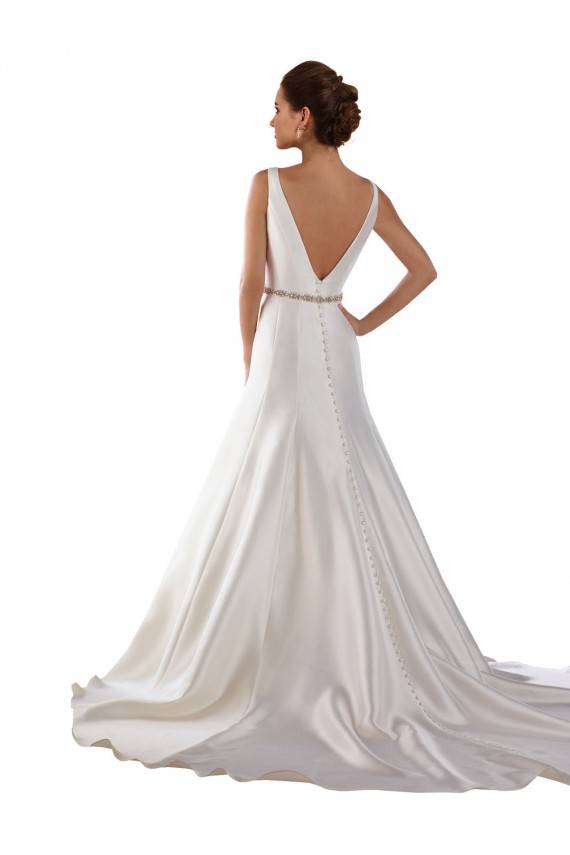 Satin Mermaid Chapel Train Sleeveless V-Back Modern Wedding Dress Glasgow