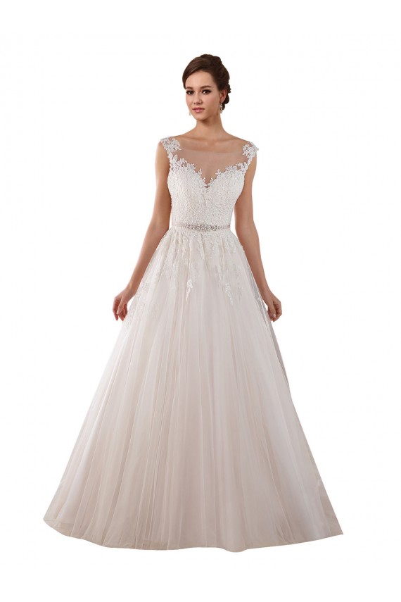 Tulle & Lace Ball Gown Chapel Train Sleeveless Keyhole Back Wedding Dress Glasgow