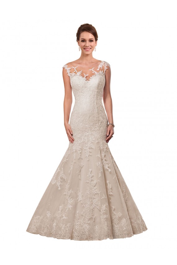 Lace Mermaid Chapel Train Cap Sleeves Wedding Dress Glasgow