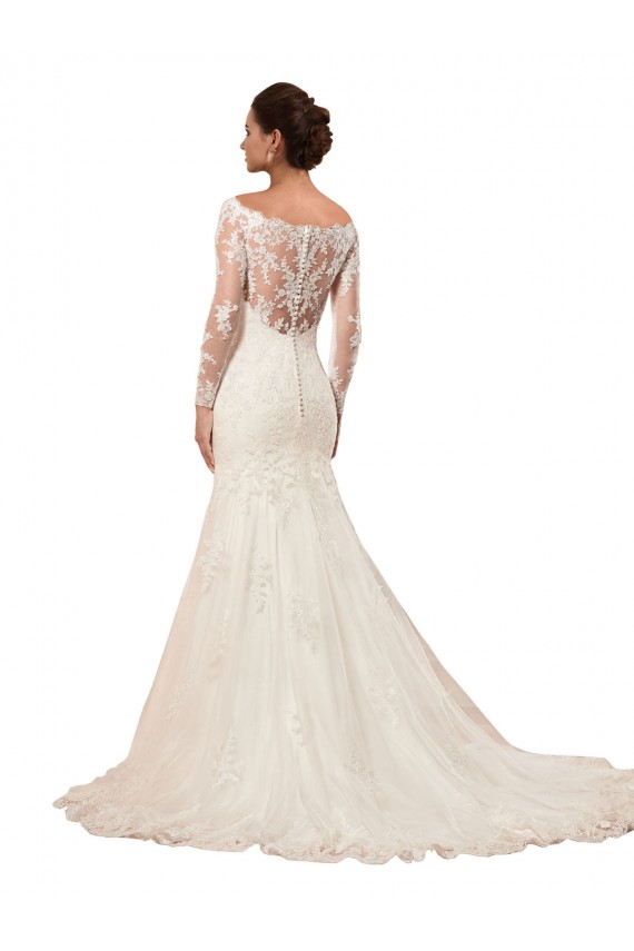 Lace Mermaid Chapel Train Long Sleeves Sexy Wedding Dress Glasgow