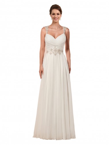 Soft Chiffon Sheath Chapel Train Sleeveless Keyhole Back Wedding Dress Glasgow