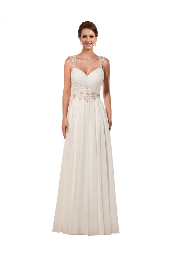 Soft Chiffon Sheath Chapel Train Sleeveless Keyhole Back Wedding Dress Glasgow