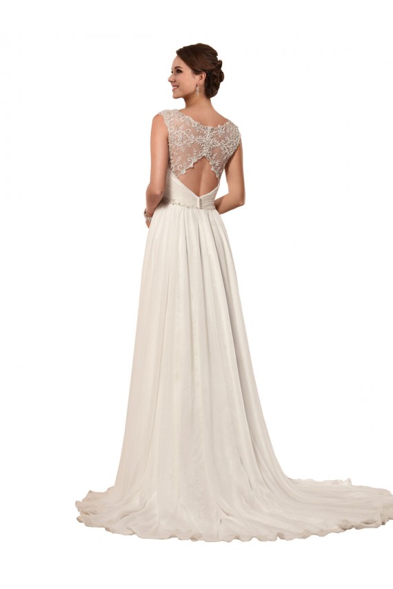 Soft Chiffon Sheath Chapel Train Sleeveless Keyhole Back Wedding Dress Glasgow
