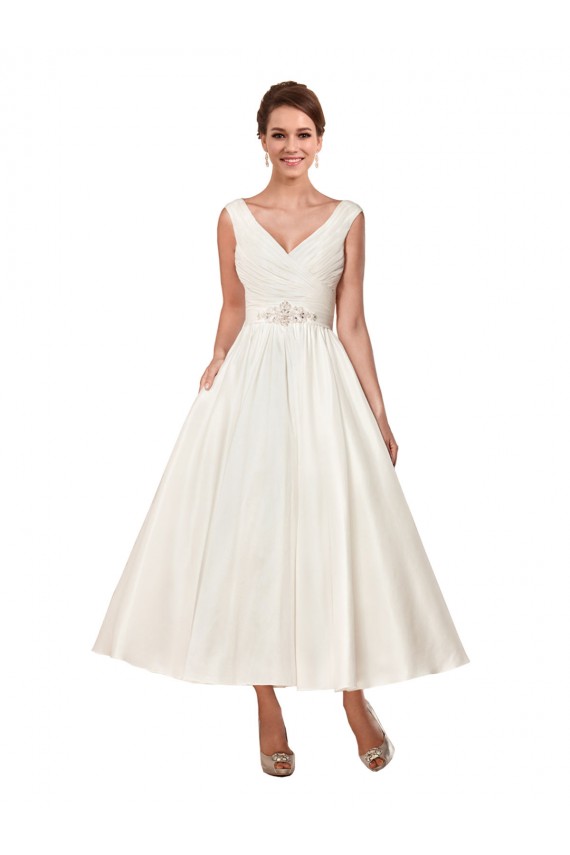 Satin A-Line Ankle Length Sleeveless Wedding Dress Glasgow