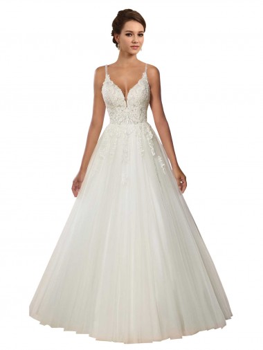 Tulle & Lace Ball Gown Chapel Train Sleeveless Boho Wedding Dress Glasgow