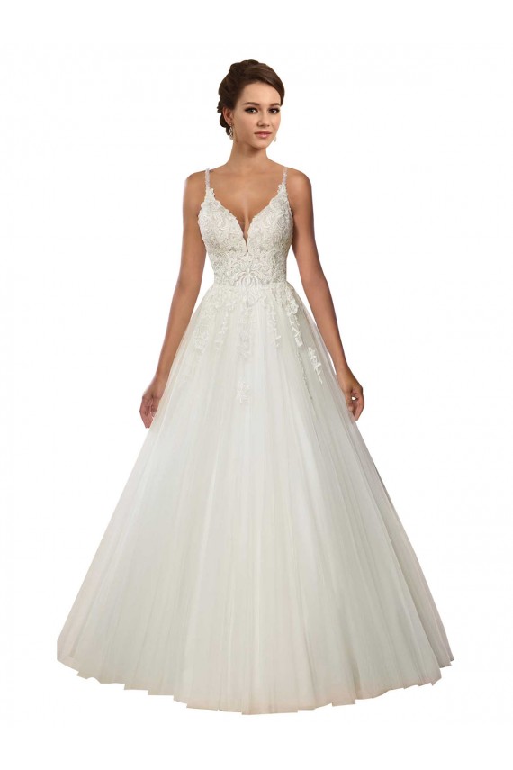 Tulle & Lace Ball Gown Chapel Train Sleeveless Boho Wedding Dress Glasgow