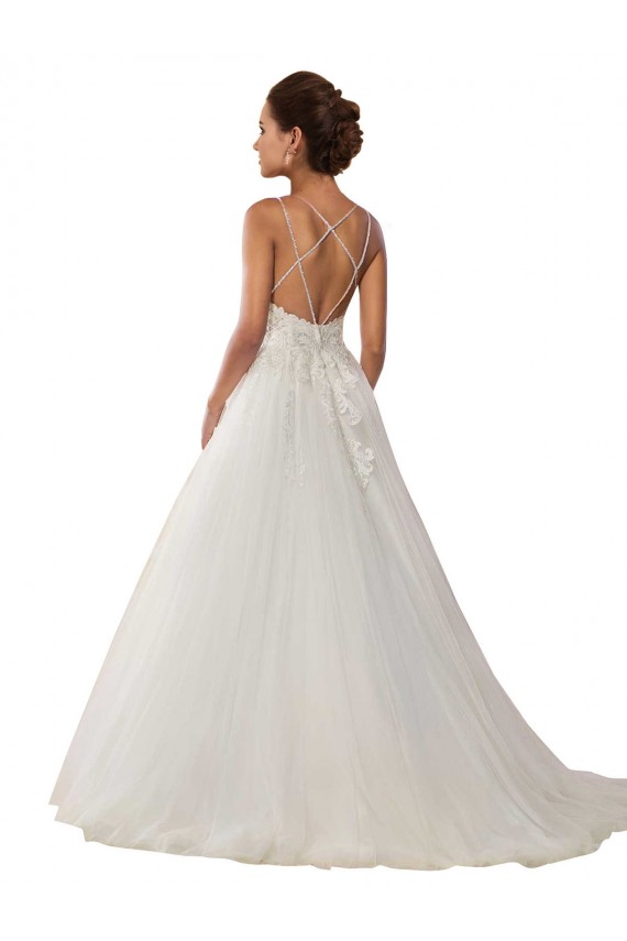 Tulle & Lace Ball Gown Chapel Train Sleeveless Boho Wedding Dress Glasgow