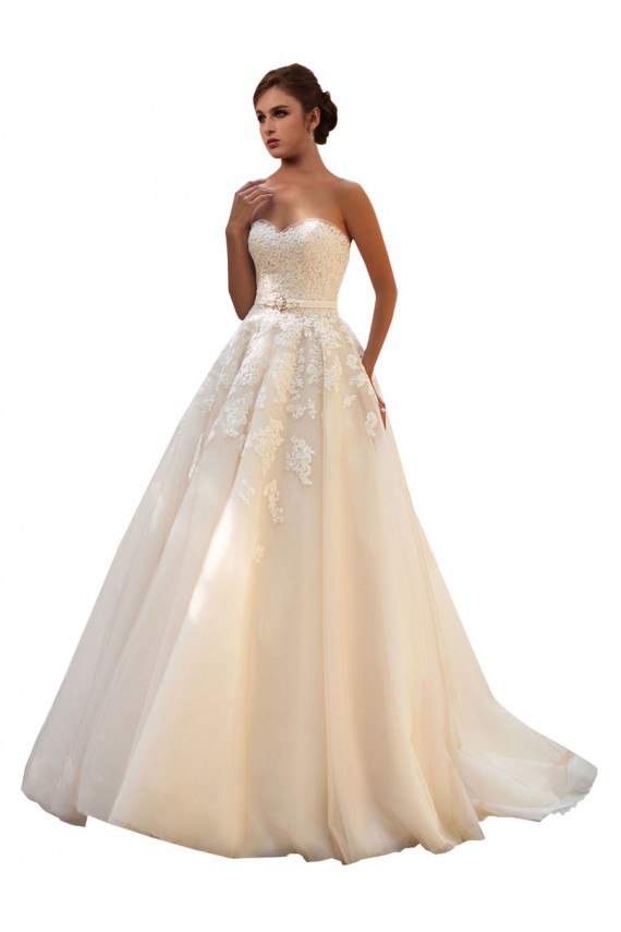 Tulle & Lace Ball Gown Chapel Train Sleeveless Sweetheart Wedding Dress Glasgow