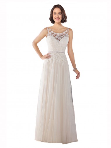 Tulle A-Line Sweep Train Sleeveless Boho Wedding Dress Glasgow