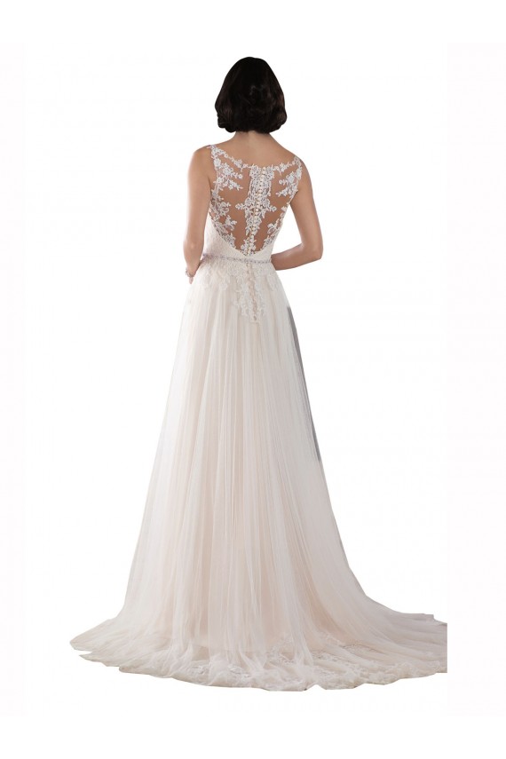 Tulle A-Line Sweep Train Sleeveless Boho Wedding Dress Glasgow
