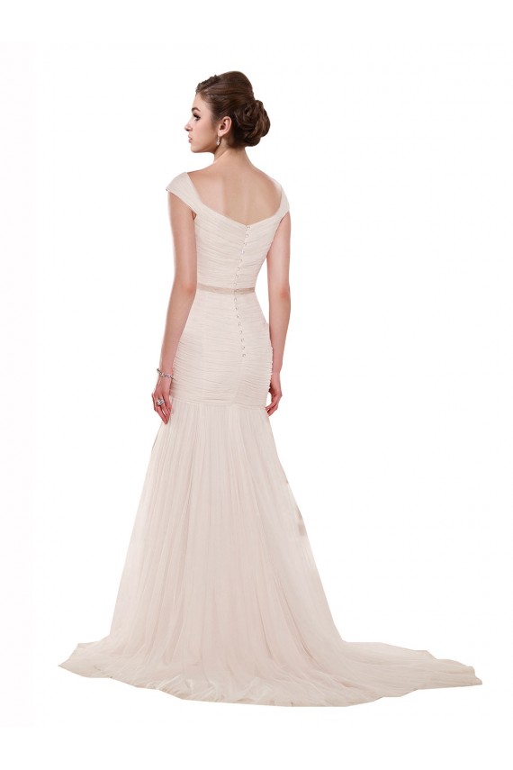 Tulle Mermaid Chapel Train Sleeveless Ivory Beach Wedding Dress Glasgow