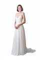 Soft Chiffon & Lace A-Line Chapel Train Sleeveless Beach Wedding Dress Glasgow