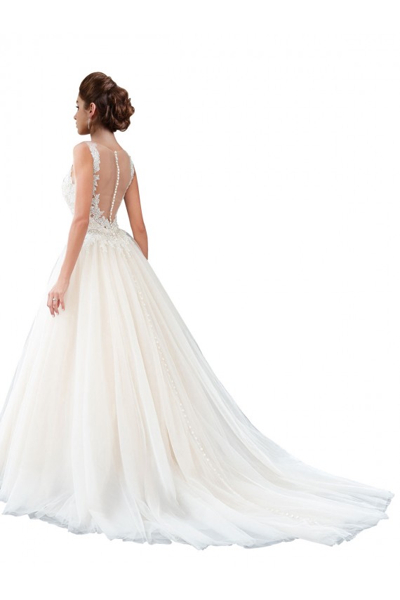 Tulle & Lace A-Line Cathedral Train Sleeveless Beach Wedding Dress Glasgow