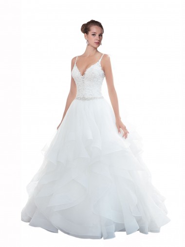 Tulle Ball Gown Chapel Train Sleeveless Beach Wedding Dress Glasgow