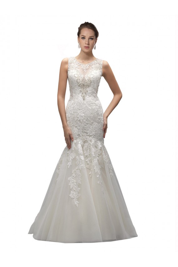 Tulle & Lace Mermaid Sweep Train Sleeveless Wedding Dress Glasgow