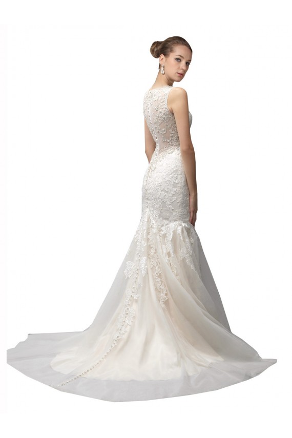 Tulle & Lace Mermaid Sweep Train Sleeveless Wedding Dress Glasgow