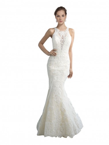 Tulle Mermaid Chapel Train Sleeveless Beach Wedding Dress Glasgow