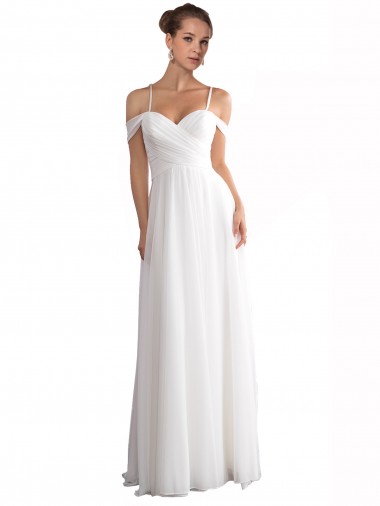 Soft Chiffon A-Line Sweep Train Sleeveless Beach Wedding Dress Glasgow