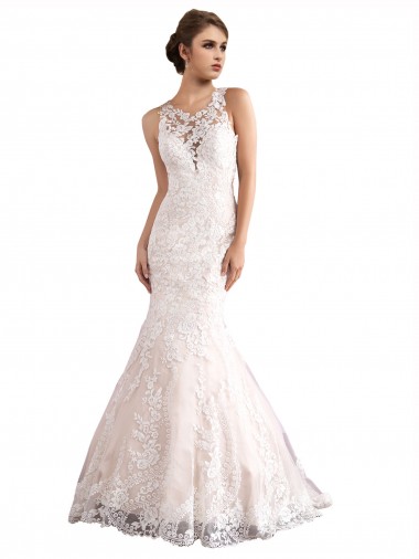 Tulle & Lace Mermaid Cathedral Train Sleeveless Wedding Dress Glasgow