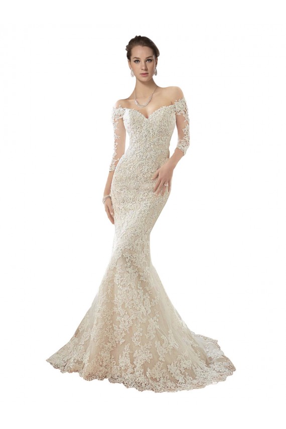 Tulle & Lace Mermaid Chapel Train Long Sleeves Wedding Dress Glasgow