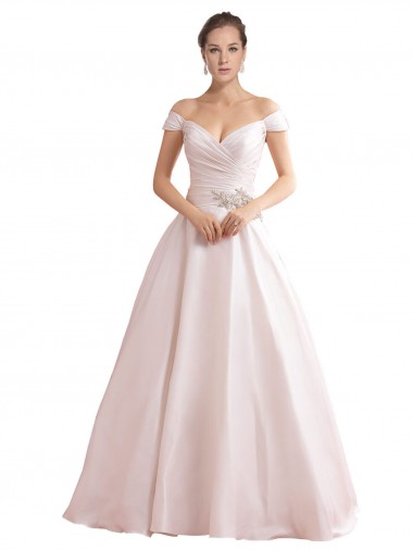 Satin A-Line Chapel Train Sleeveless V-Back Wedding Dresses Glasgow