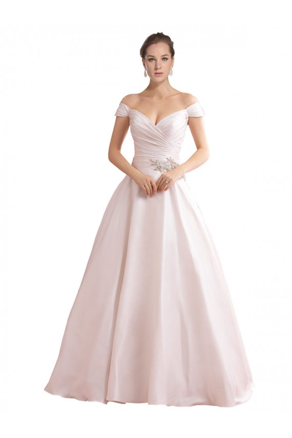 Satin A-Line Chapel Train Sleeveless V-Back Wedding Dresses Glasgow