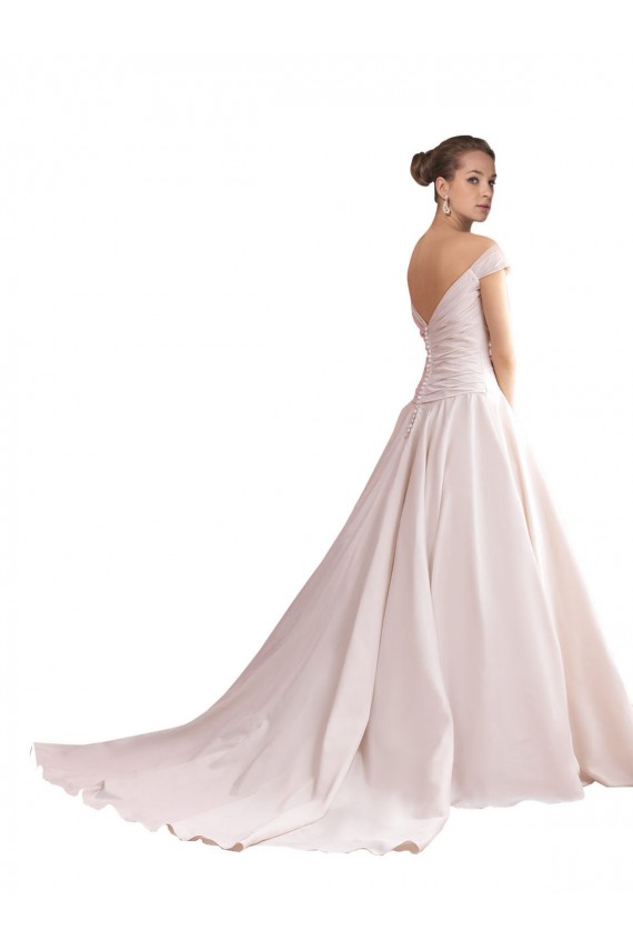 Satin A-Line Chapel Train Sleeveless V-Back Wedding Dresses Glasgow
