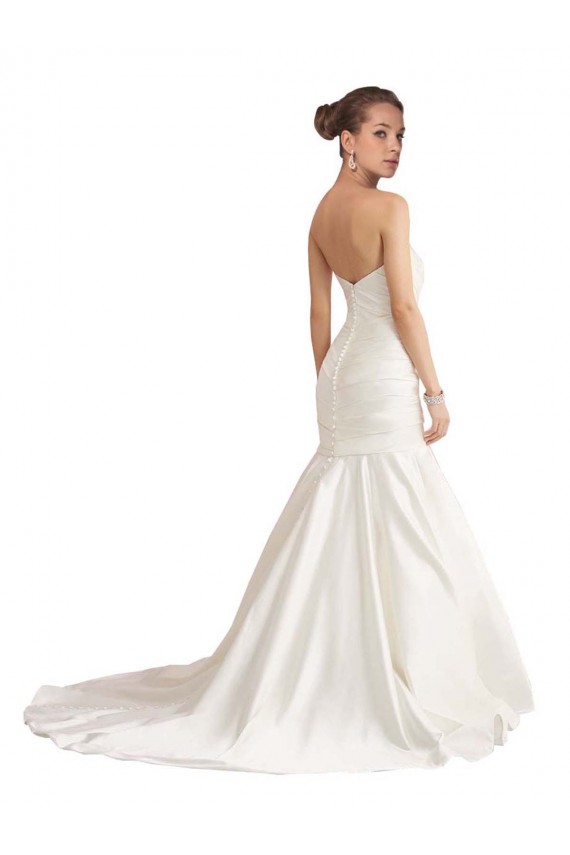 Satin Mermaid Chapel Train Sleeveless Low Back Ivory Beach Wedding Dress Glasgow