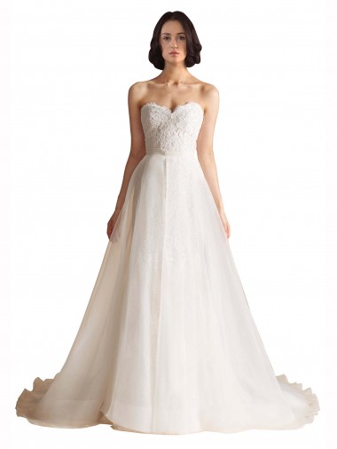 Tulle A-Line Sweep Train Sleeveless Low Back Bridal Wedding Dress Glasgow